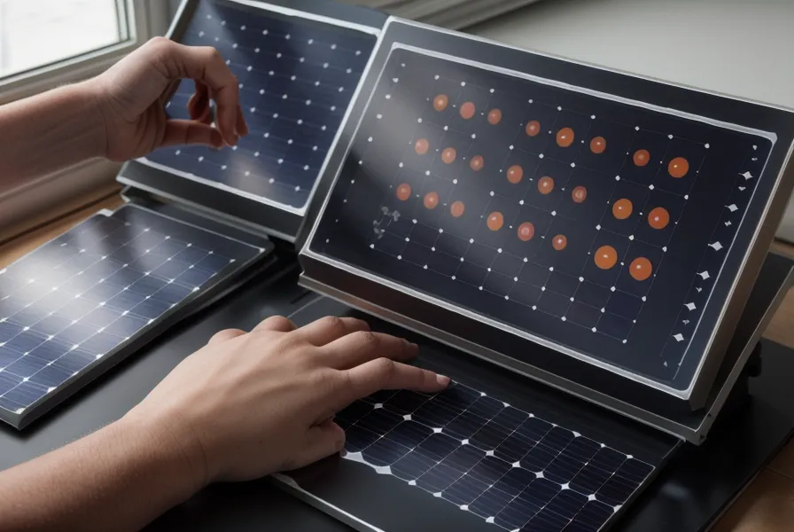Coupe d'un panneau solaire bi-verre montrant la seconde couche de verre à l'arrière