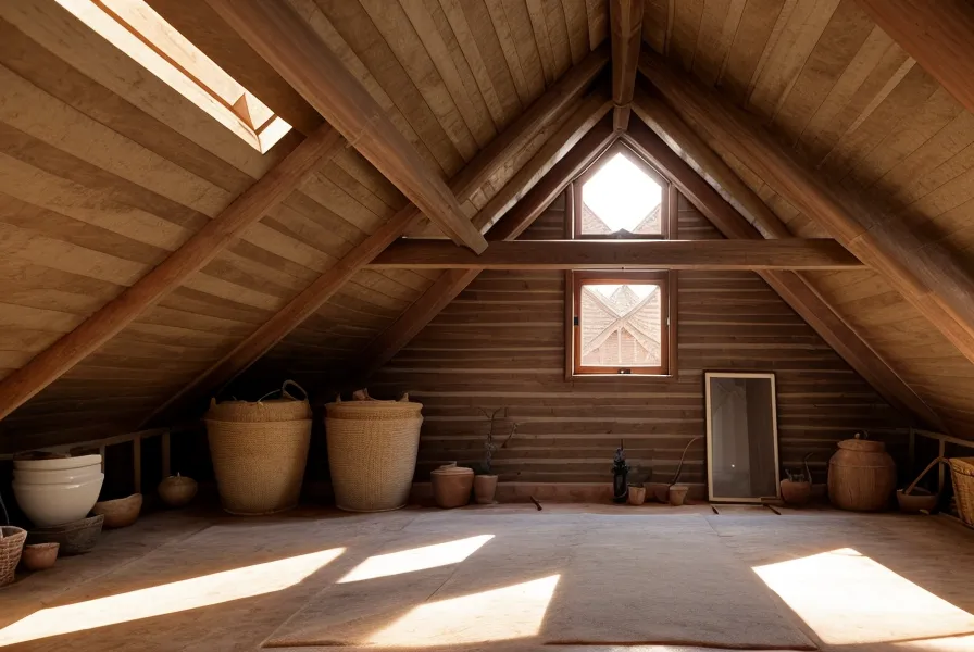 Accès aux combles d'une maison sous les tuiles, montrant la chaleur qui menace un onduleur solaire mal placé