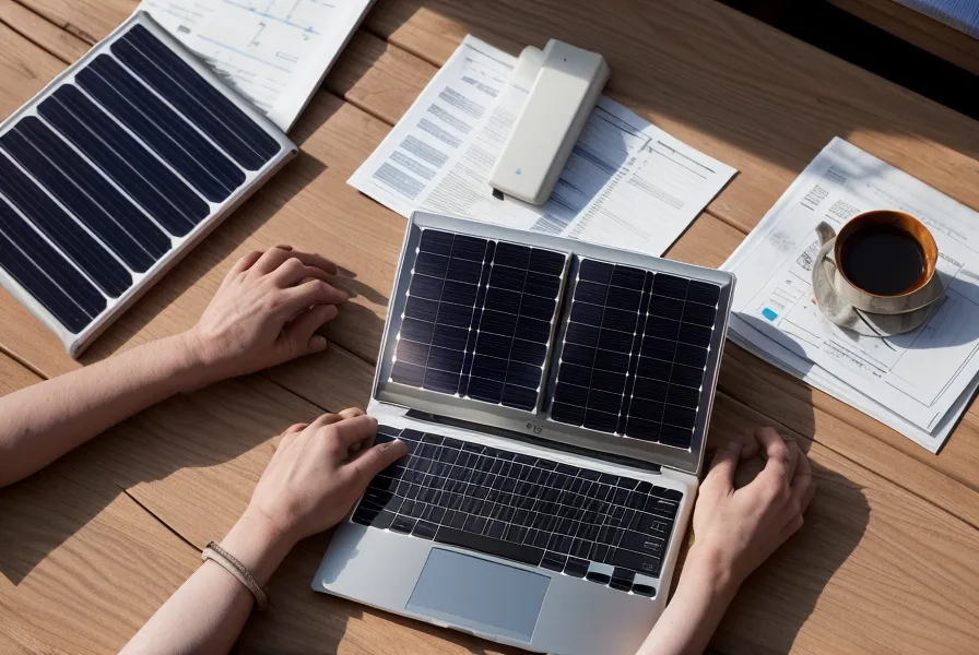Devis de panneaux solaires et calculatrice sur une table en bois : vérifier le dimensionnement solaire avant de signer