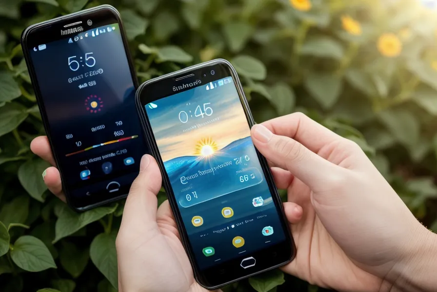 Écran de smartphone montrant une baisse de production solaire sur un graphique d'application.
